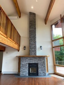 Extravagant stone fireplace in home